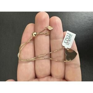 Dainty 14k Gold Plated Heart Chain Charm Bracelet